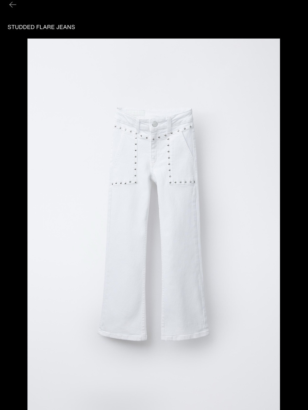 Zara White Studded Flare Jeans